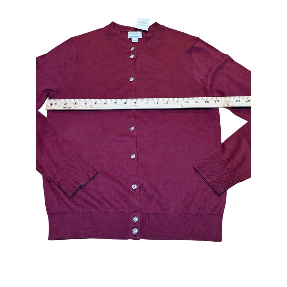 J.Crew Classic Burgundy Cardigan Sweater Jeweled Buttons Size Medium NWT - Picture 4 of 7